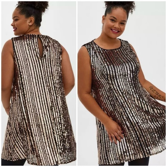 Torrid Sequin Rose Gold Black Women’s Sleeveless Party Mini Dress Sz 3X - Picture 1 of 12